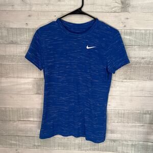 Nike T-Shirt Womens XS Blue Dri-Fit V-Neck Stretch Active Wear Workout Yoga